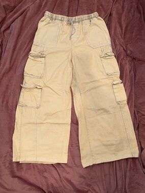 Boohoo Mens Beige Cargo Pants